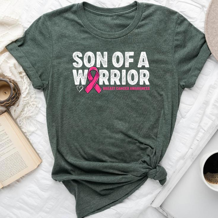 Son Of A Warrior Breast Cancer Awareness Pink Ribbon Mom Bella Canvas T-shirt