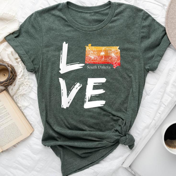 South Dakota Sd Map Souvenir Love Distressed State Bella Canvas T-shirt