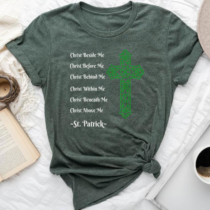 St Patrick's Prayer Irish Green Christian Cross Bella Canvas T-shirt