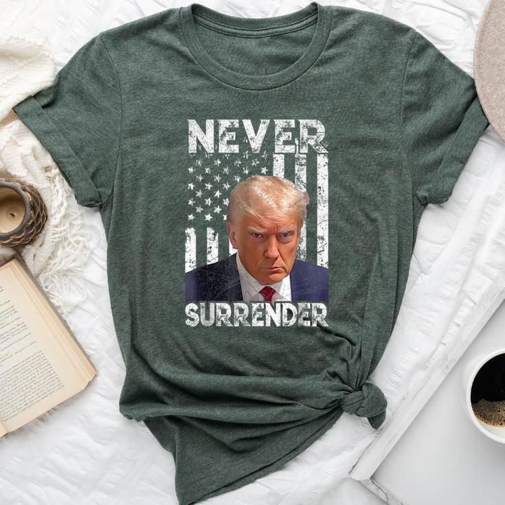 Never Surrender Trump Shot 2024 American Flag Men Bella Canvas T-shirt