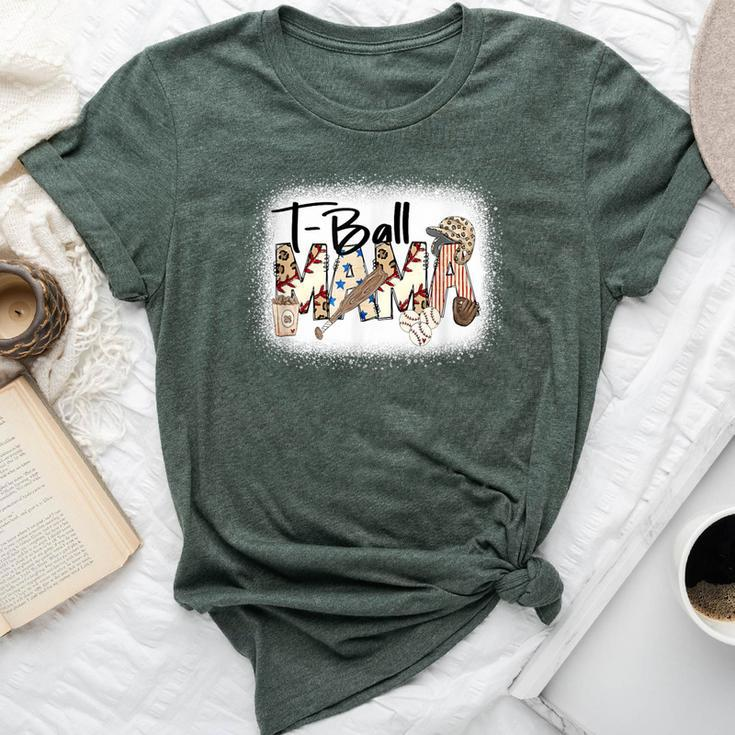 T Ball Mom Leopard Mother's Day Mama Ball Bleached Bella Canvas T-shirt
