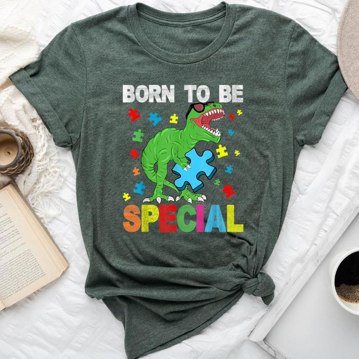 T-Rex Dinosaur Born To Be Special Boy Girl Autism Awareness Bella Canvas T-shirt