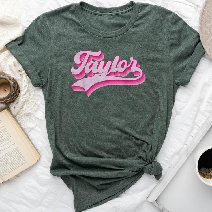 Taylor First Name Girl Vintage Style 70S Personalized Retro Bella Canvas T-shirt