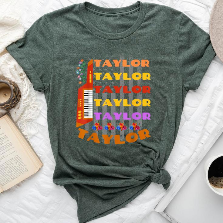 Taylor First Name I Love Taylor Girl Groovy 70'S Vintage Bella Canvas T-shirt