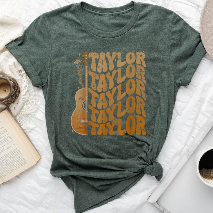 Taylor First Name I Love Taylor Girl Groovy 80'S Vintage Bella Canvas T-shirt