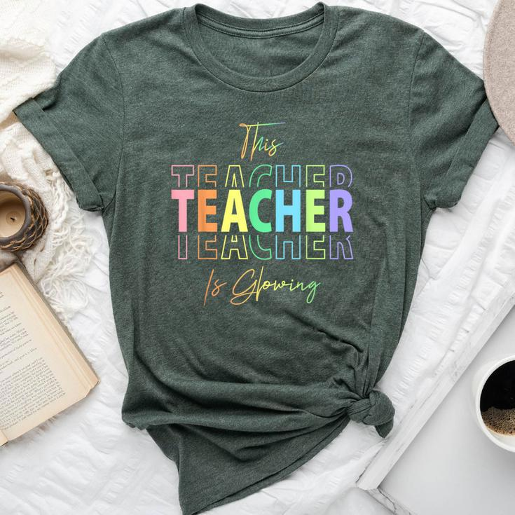 This Teacher Is Glowing Hello Summer End Of School Bella Canvas T-shirt
