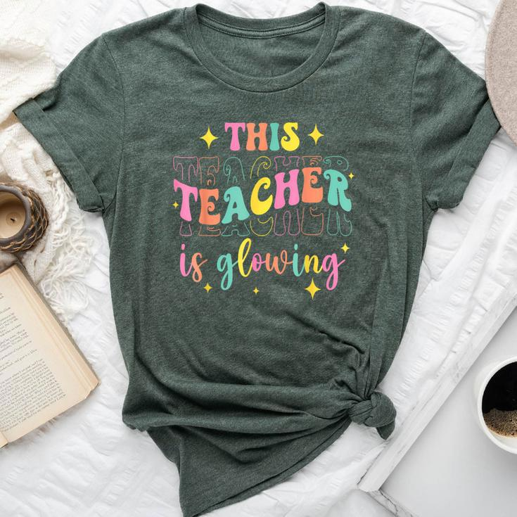 This Teacher Is Glowing Hello Summer A End Of School Bella Canvas T-shirt