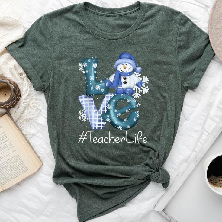 Teacher Love Snowman Xmas Winter Season Christmas Bella Canvas T-shirt