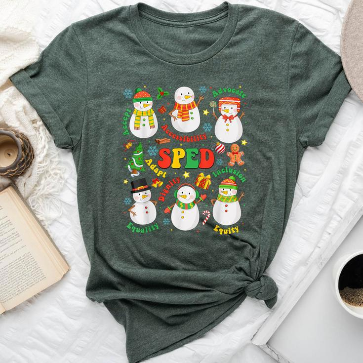 Teacher Special Education Sped Merry Christmas Cute Snowman Bella Canvas T-shirt