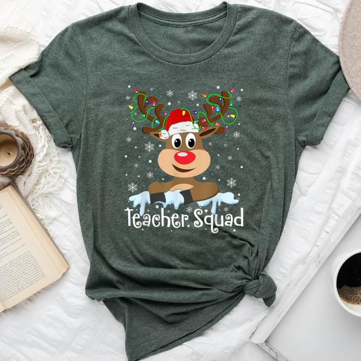 Teacher Squad Reindeer Christmas Pajamas Teacher Xmas Lights Bella Canvas T-shirt