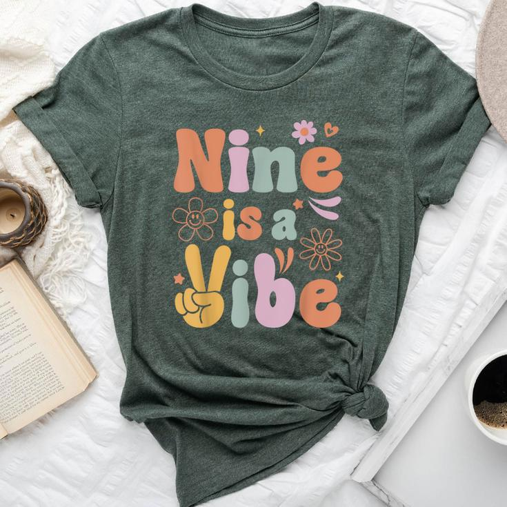 Ten Is A Vibe 9Th Birthday Groovy Boys Girls 9 Years Old Bella Canvas T-shirt