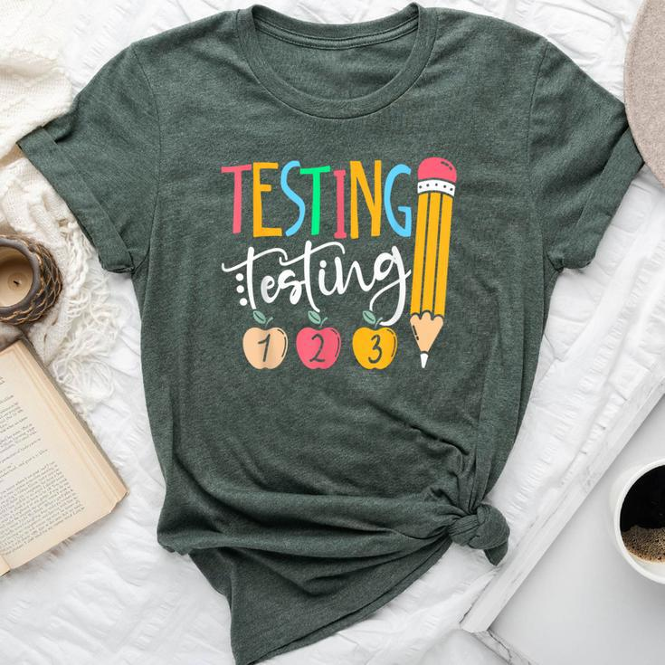 Testing Testing 123 Cute Rock The Test Day Teacher Student Bella Canvas T-shirt
