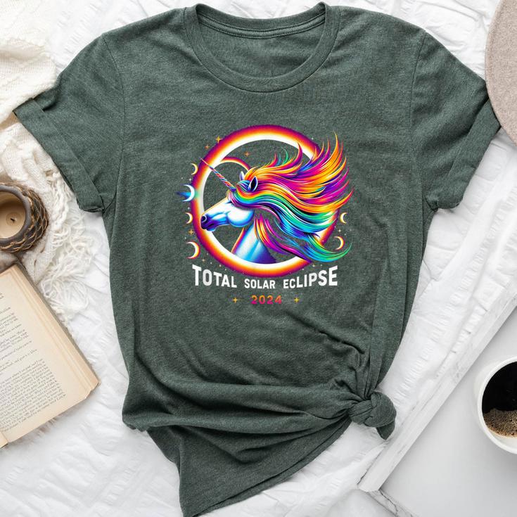 Total Solar Eclipse 2024 Rainbow Unicorn Bella Canvas T-shirt