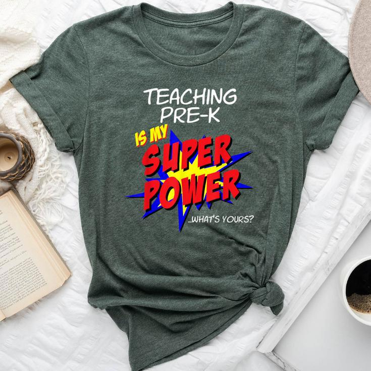 Trendy Pre-K School Teacher Superhero Superpower Comic Book Bella Canvas T-shirt