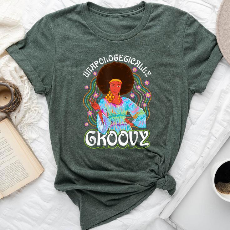 Unapologetically Groovy Black Woman 70S Dance Party Peace Bella Canvas T-shirt