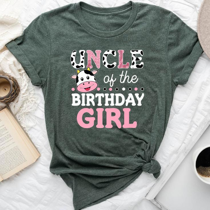 Uncle Of The Birthday Girl Farm Cow Daddy Papa 1St Bella Canvas T-shirt