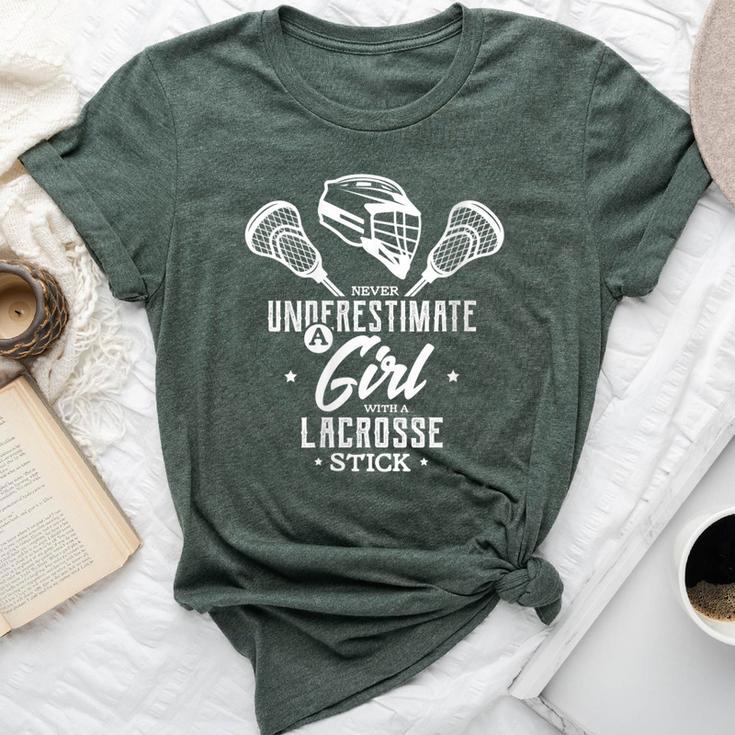 Never Underestimate A Girl With A Lacrosse Stick Bella Canvas T-shirt