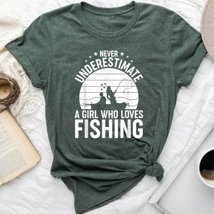 Never Underestimate A Girl Who Loves Fishing Fisherman Bella Canvas T-shirt