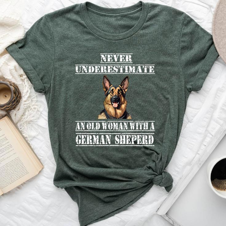 Never Underestimate An Old Woman With A German Sheperd Bella Canvas T-shirt