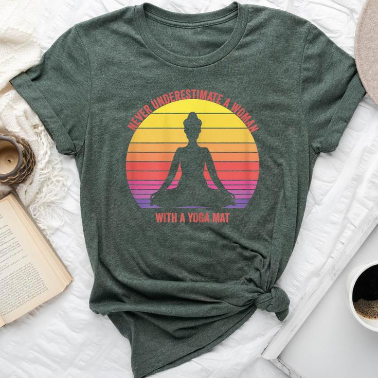 Never Underestimate A Woman With A Yoga Mat Retro Vintage Bella Canvas T-shirt