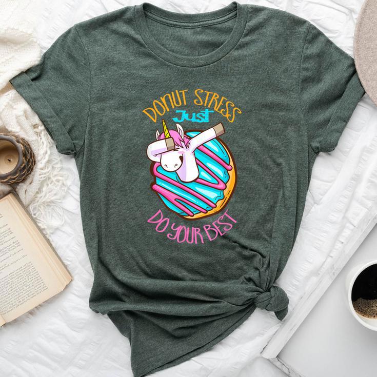 Unicorn Donut Stress Just Do Your Best Teacher Testing Day Bella Canvas T-shirt