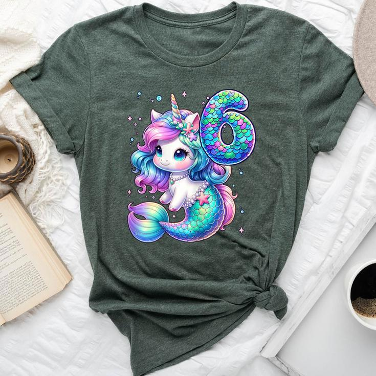 Unicorn Mermaid 6Th Birthday 6 Year Old Party Girls Outfit Bella Canvas T-shirt