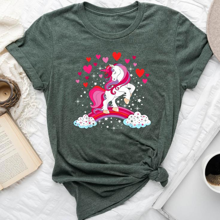 Unicorn Valentines Day Toddler Girl Love Heart Rainbow Bella Canvas T-shirt