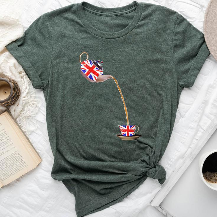 Union Jack Flag Of The United Kingdom Teapot And Teacup Bella Canvas T-shirt