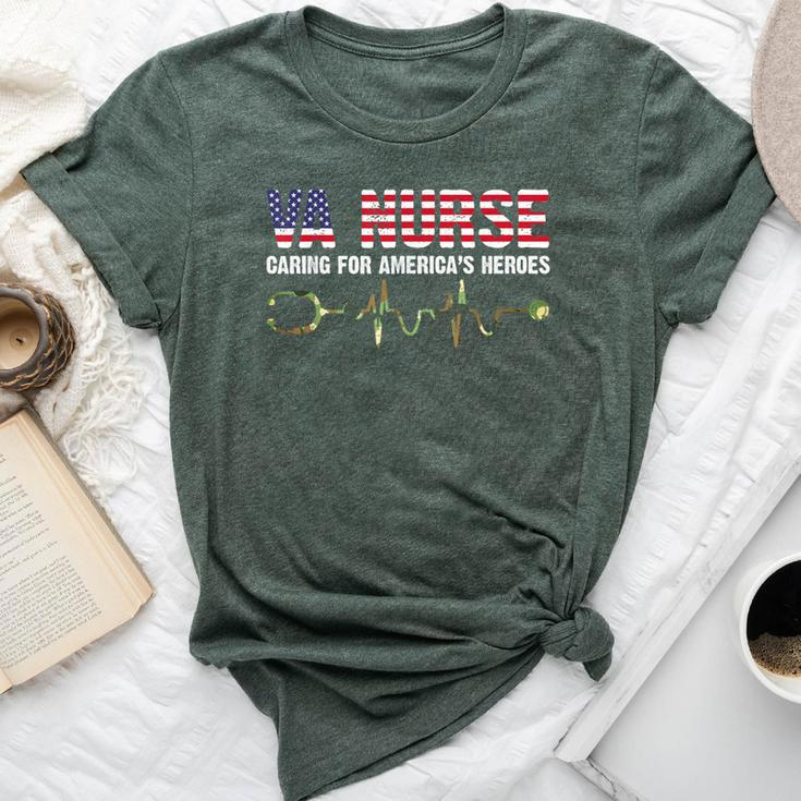Va Nurse Caring For American's Heroes Veteran Day Usa Flag Bella Canvas T-shirt