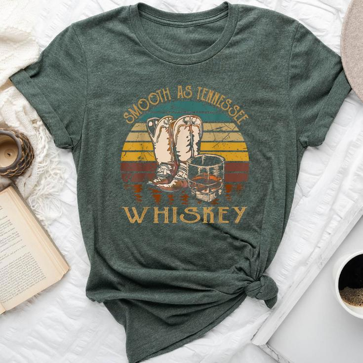 Vintage Cowboy Boots And Wine Smooth Like Tennessee Whiskey Bella Canvas T-shirt