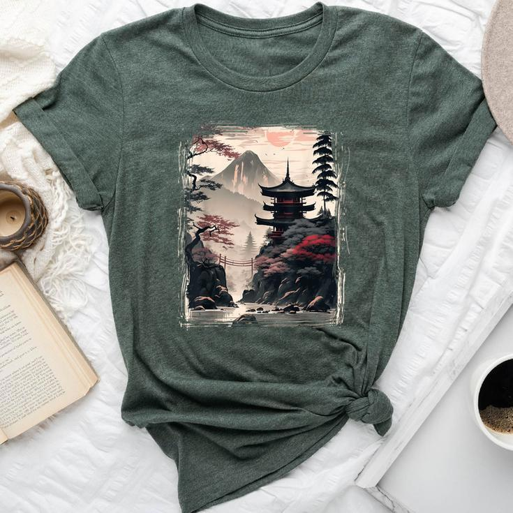 Vintage Japanese Flower Mountain View Landscape Graphic Bella Canvas T-shirt