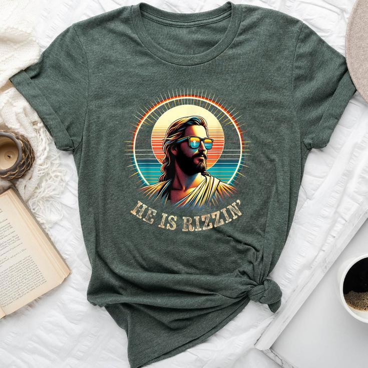 Vintage Jesus Is Rizzen Easter Christian He Is Rizzin Bella Canvas T-shirt