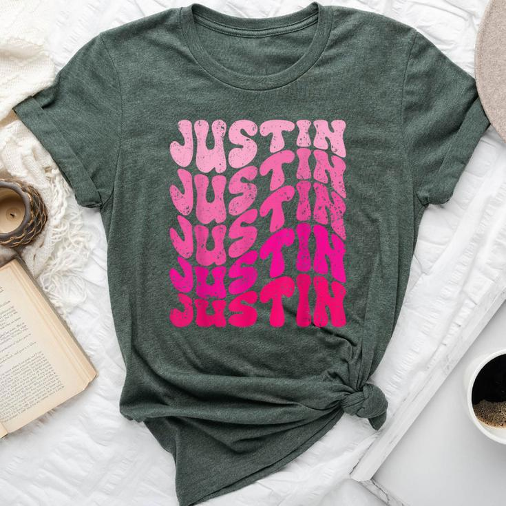 Vintage Justin Personalized Name I Love Justin Groovy Bella Canvas T-shirt