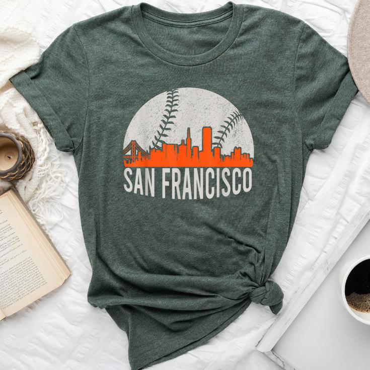 Vintage San Francisco Skyline Baseball Present Women Bella Canvas T-shirt