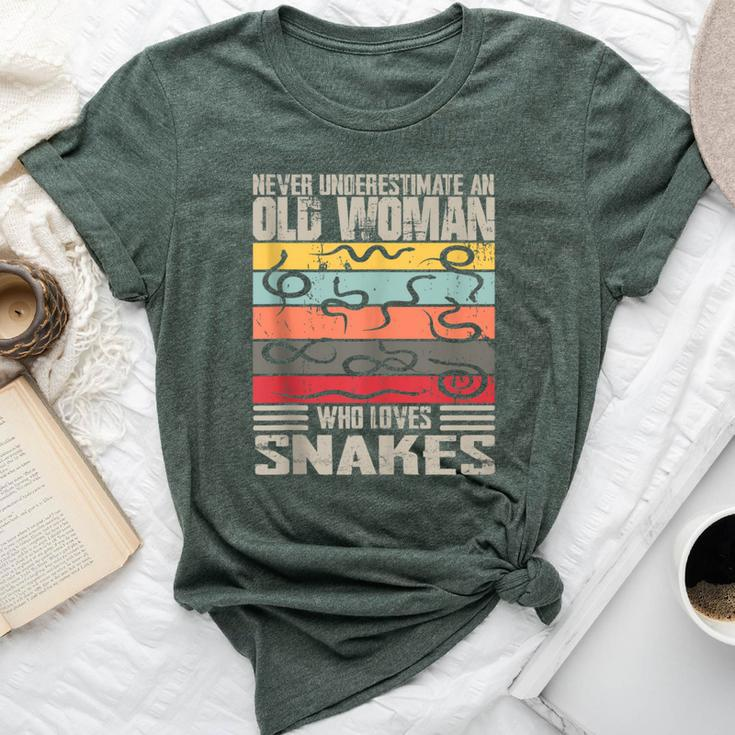 Vintage Never Underestimate An Old Woman Who Loves Snakes Bella Canvas T-shirt