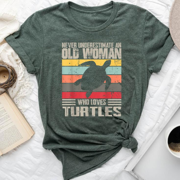 Vintage Never Underestimate An Old Woman Who Loves Turtles Bella Canvas T-shirt