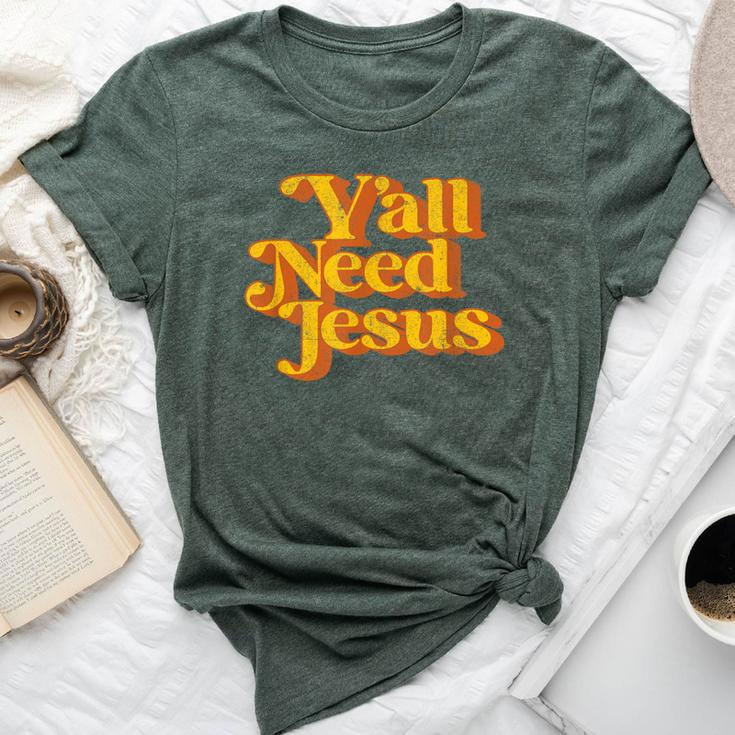Vintage Y'all Need Jesus Christian Country Retro 70'S Bella Canvas T-shirt