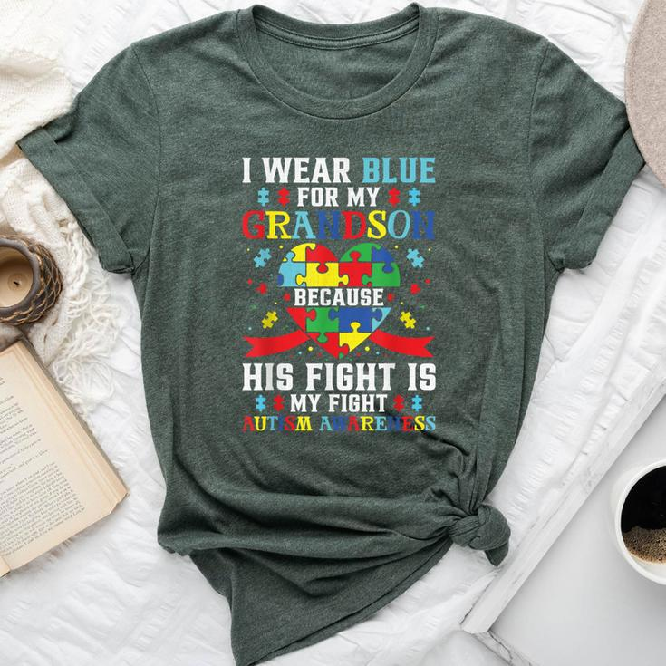 I Wear Blue For My Grandson Autism Awareness Grandma Grandpa Bella Canvas T-shirt