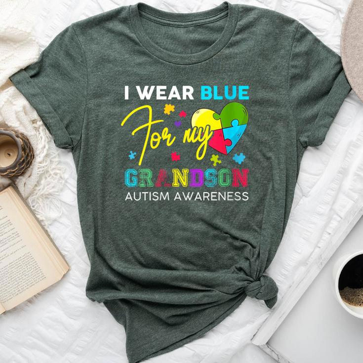 I Wear Blue For My Grandson Autism Awareness Grandma Grandpa Bella Canvas T-shirt