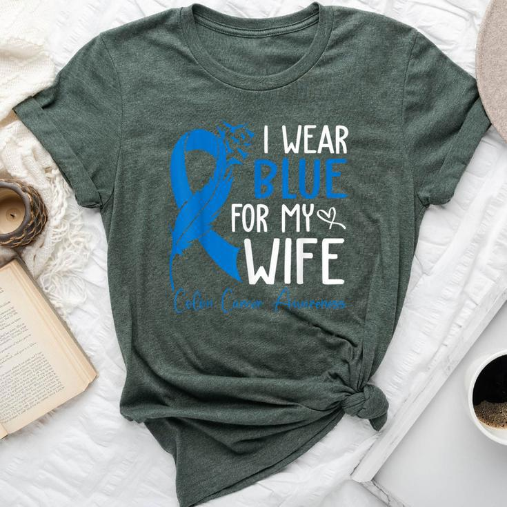 I Wear Blue For My Wife Warrior Colon Cancer Awareness Bella Canvas T-shirt