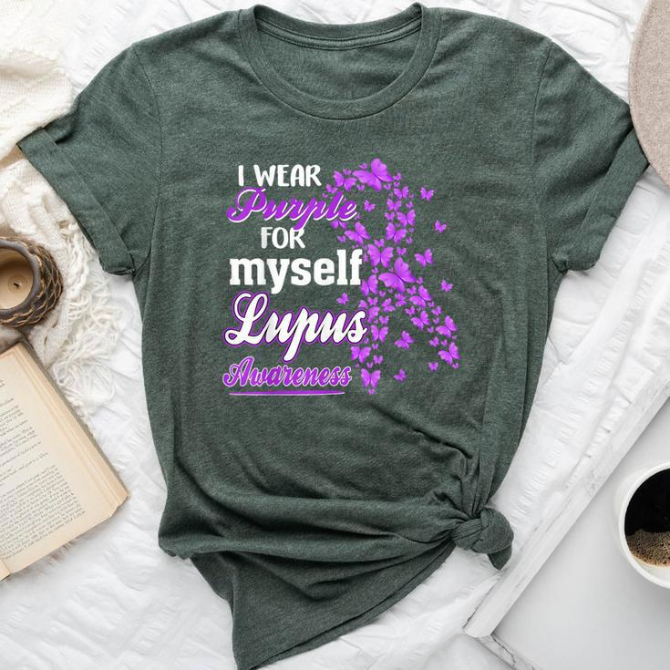 I Wear Purple For My Myself Butterfly Ribbon Lupus Awareness Bella Canvas T-shirt