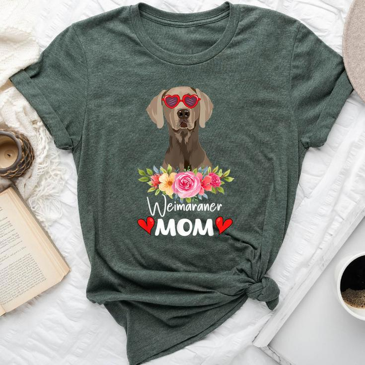 Weimaraner Mom Mama Sunglasses Flower Dog Lover Owner Womens Bella Canvas T-shirt