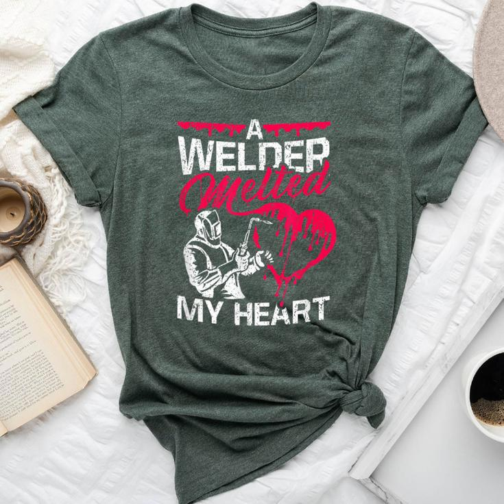 A Welder Melted My Heart Welding Lover Wife Bella Canvas T-shirt
