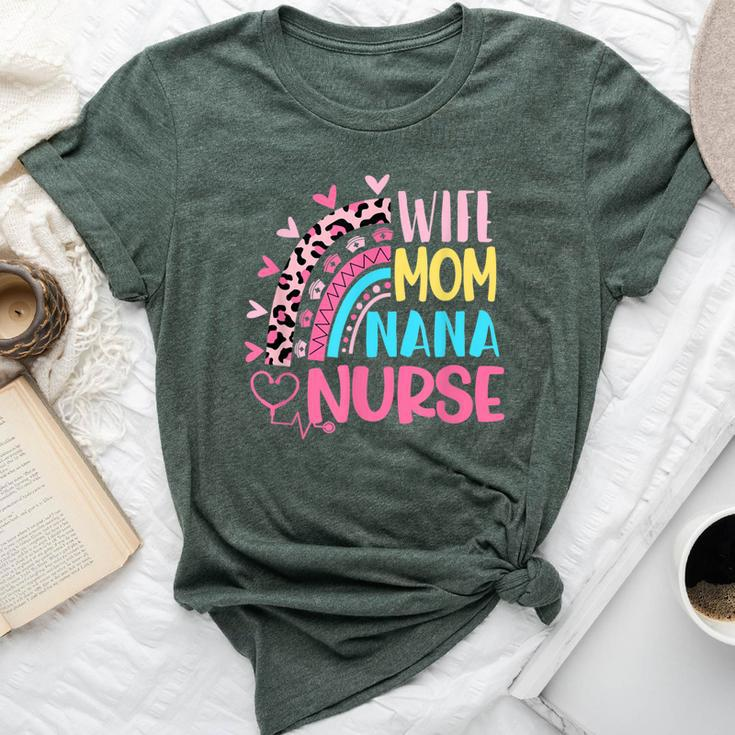 Wife Mom Nana Nurse Nurses Day Leopard Rainbow Bella Canvas T-shirt