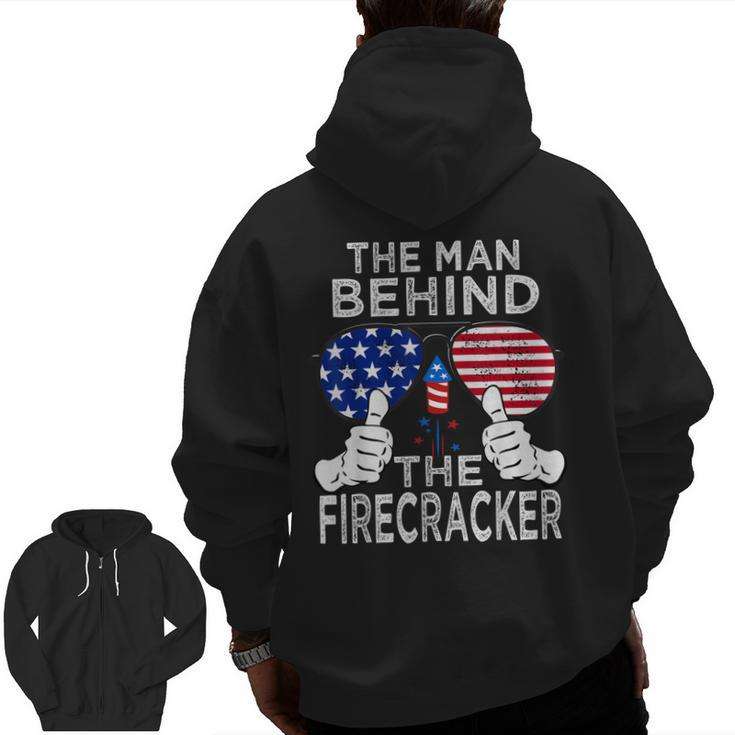 4Th Of July Dad To Be Baby Reveal Man Behind The Firecracker  Zip Up Hoodie Back Print