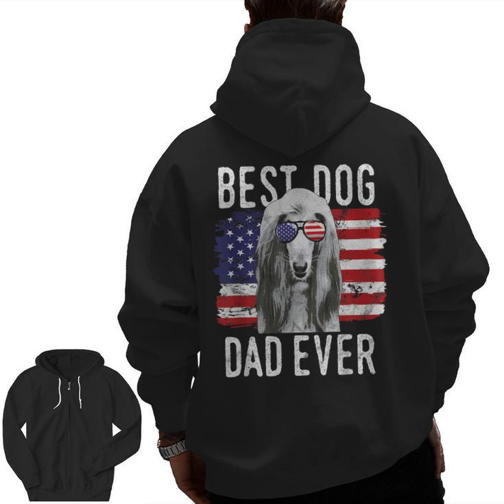 American Flag Best Dog Dad Ever Afghan Hounds Usa Zip Up Hoodie Back Print