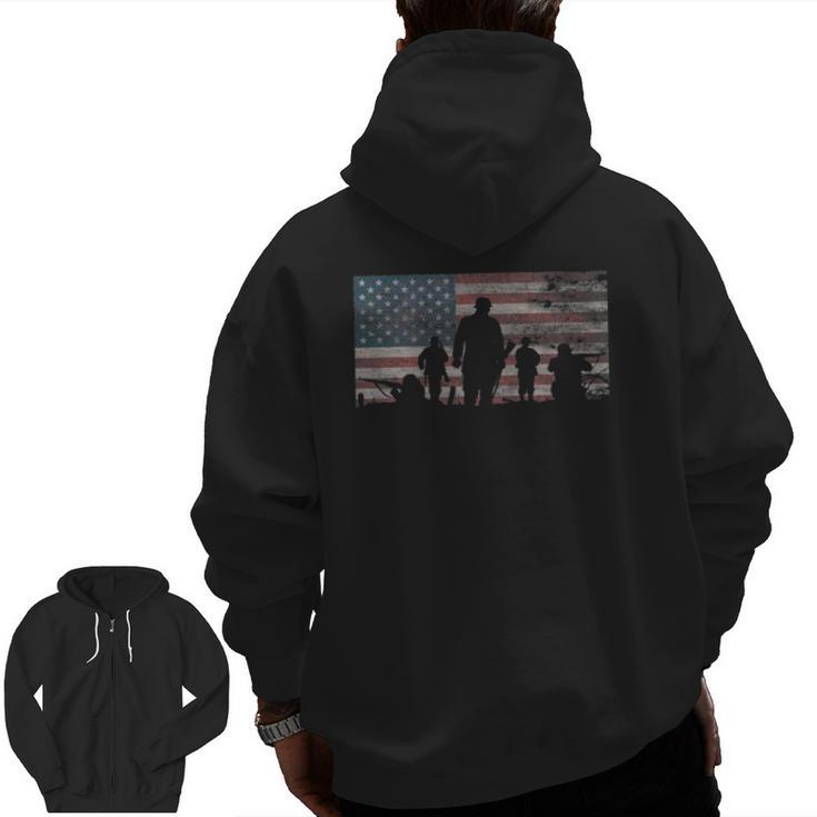 American Flag Military Veteran Appreciation Zip Up Hoodie Back Print