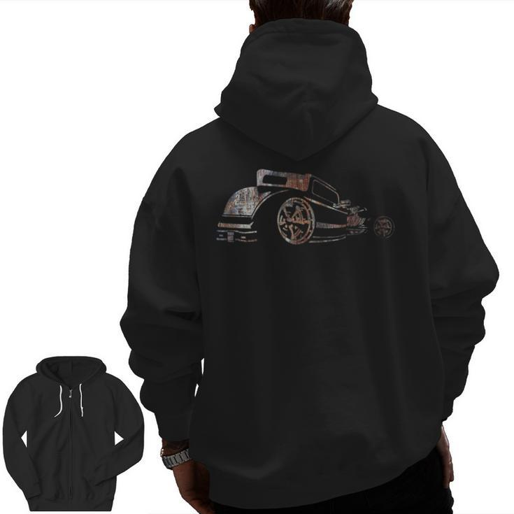 American Rat Hot Rod Muscle Car Lover Owner Dad Father's Day Zip Up Hoodie Back Print