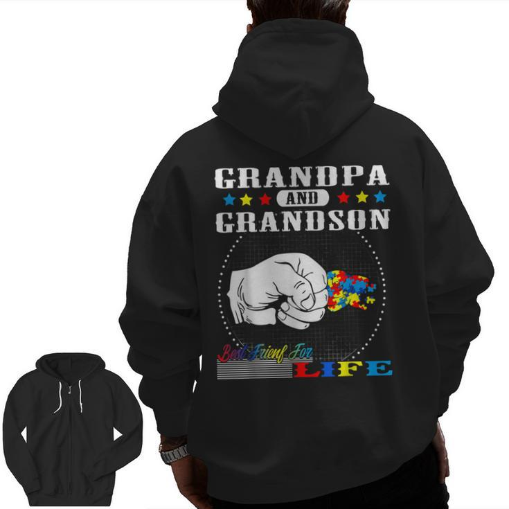 Autism Awareness Grandpa Grandson Best Friend For Life  Zip Up Hoodie Back Print