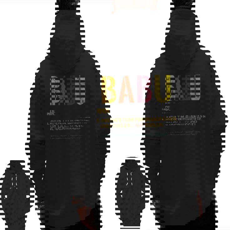 Babu Grandpa Definition Distressed Retro Zip Up Hoodie Back Print